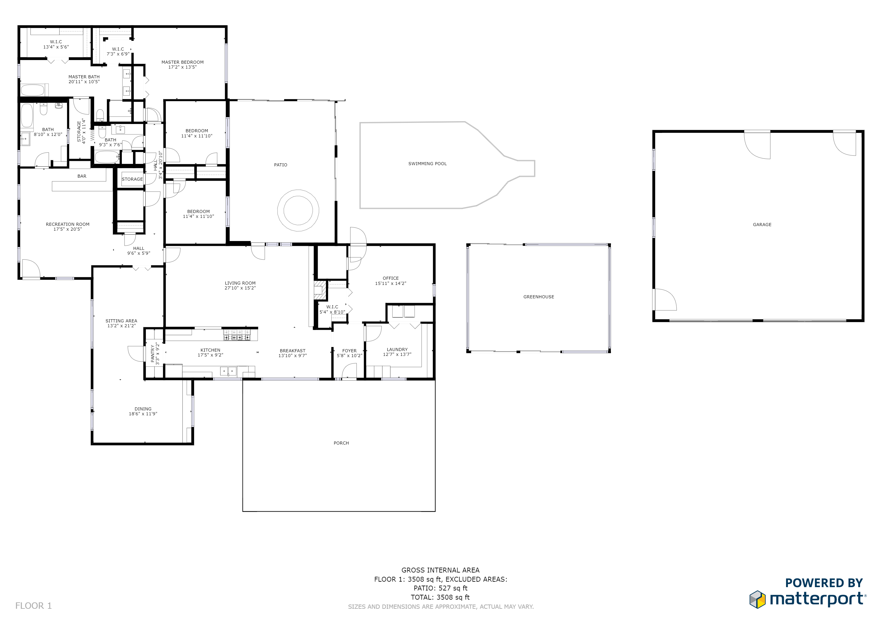 A floor plan of a house with many different types of floors.